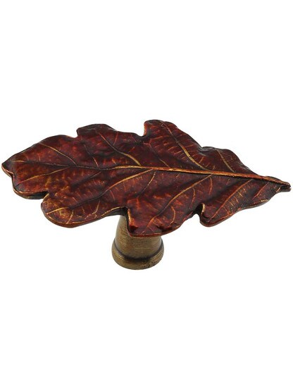 Oak Leaf Knob in Hand Tinted Antique Brass.